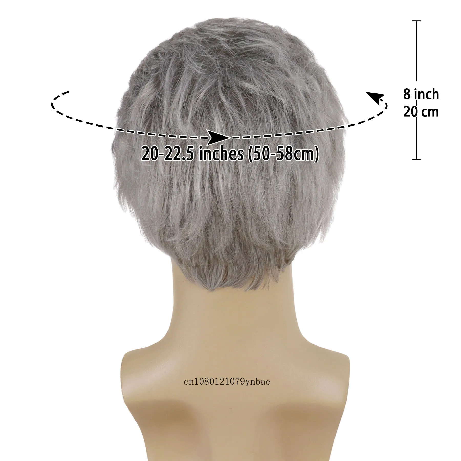 Grey Wig with Bangs Synthetic Short Haircuts Cosplay Wig Carnival Party Costume Halloween Old Men Natural Looking Heat Resistant