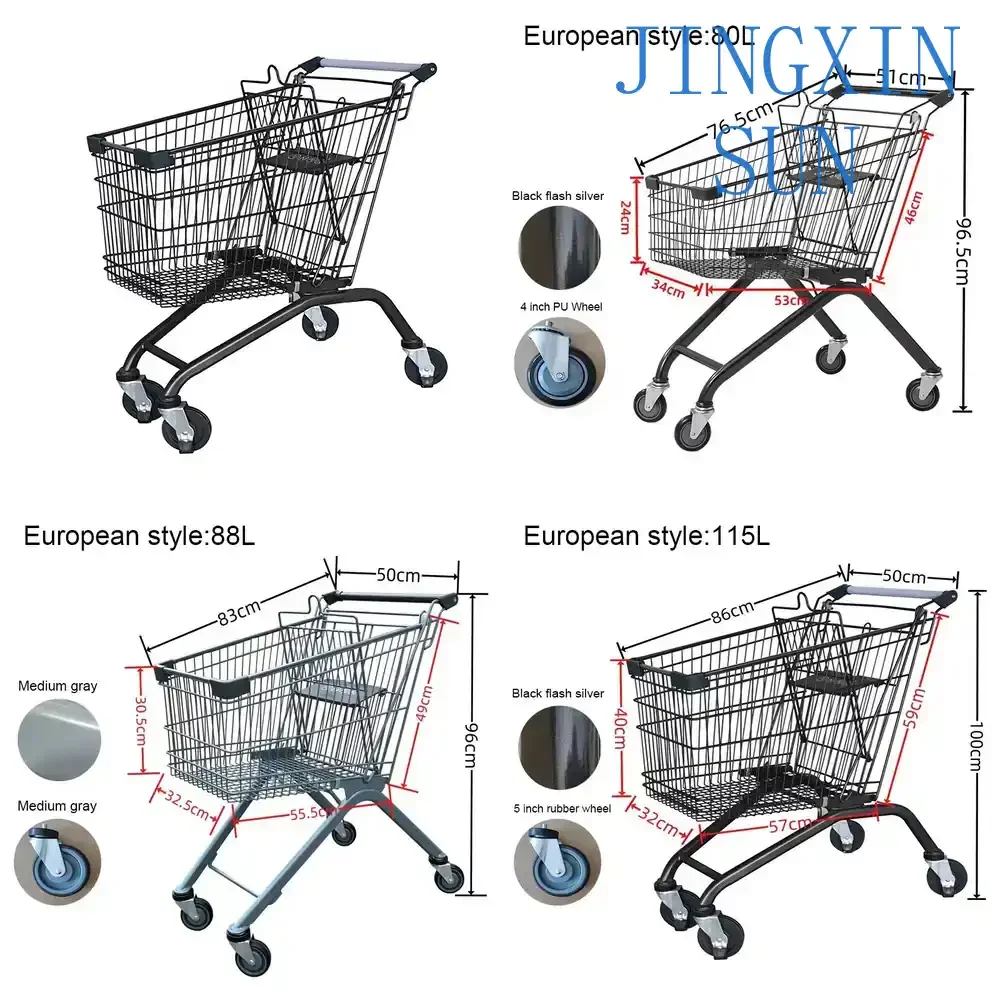 Foldable Shopping Cart for European Market Grocery Trolley with Wheels Collapsible Folding Cart Portable Lightweight for