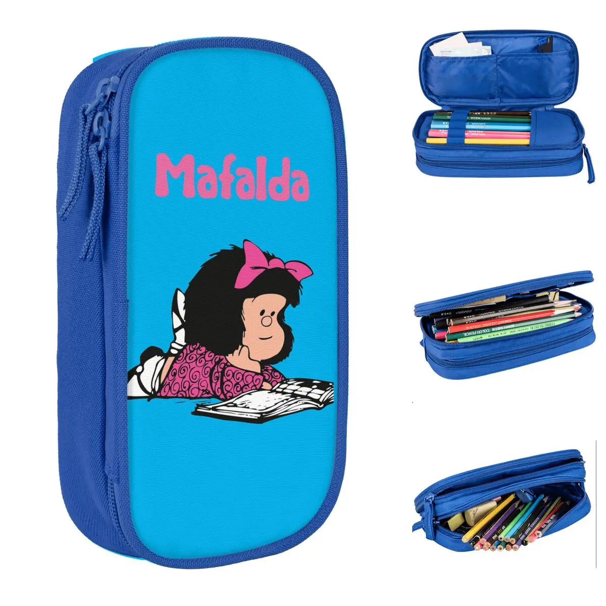 cute mafalda amine pencil cases cartoon pen holder para estudante bolsa de grande capacidade material escolar papelaria presentes 01