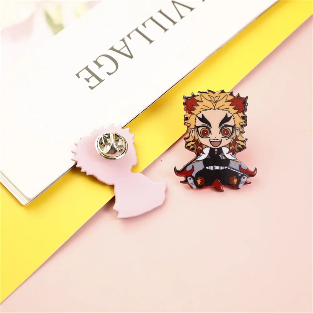 Wholesale Demons Slayer Anime Role Brooch Acrylic DIY Decorative Pins for Women Man Birthday Present Kids Toy Brooch image 5