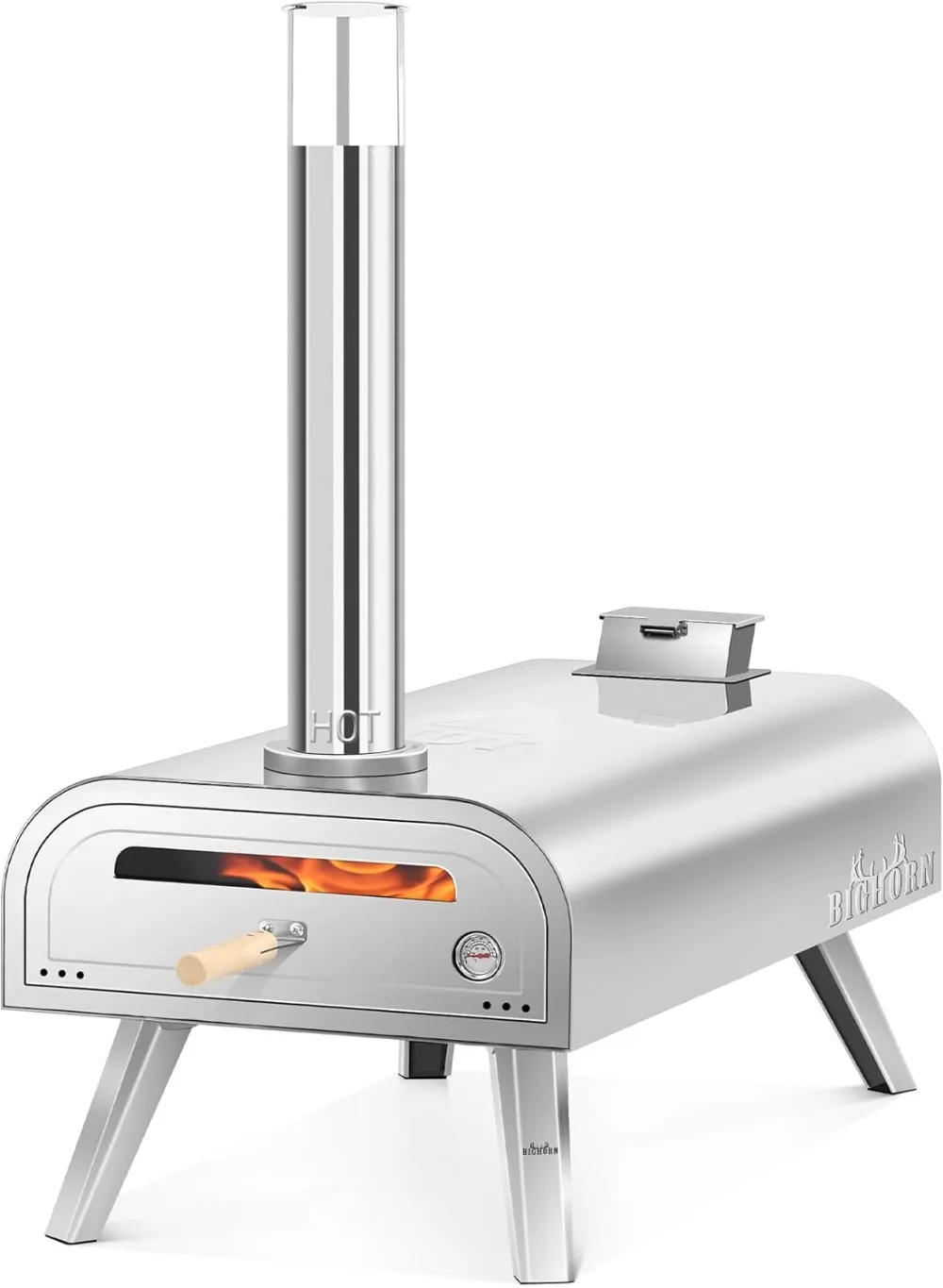 FORNO-Máquina de pizza a fogo portátil com pedra e termômetro embutido, churrasqueira ao ar livre, pizza e pellet de madeira, 16 cm