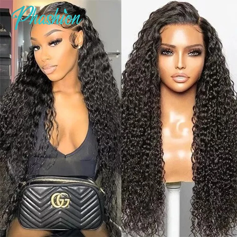 Phashion 13x4 Deep Curly Hd Transparent Lace Front Wigs Pre Plucked For Women 100% Remy Human Hair Lace Frontal Wig Wear And Go