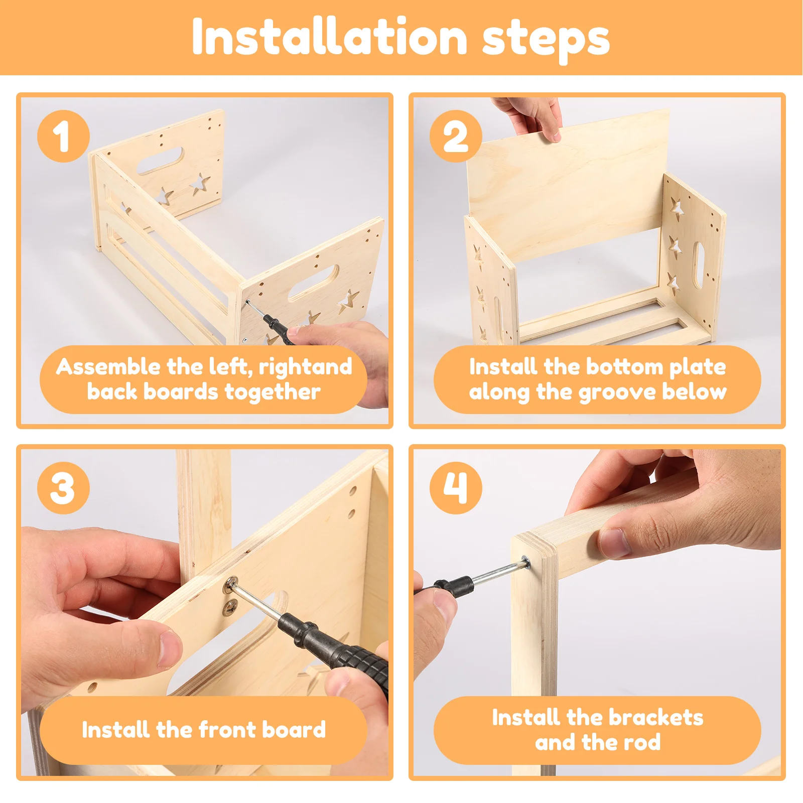 سلة استحمام خشبية للأطفال، سلة استحمام للأطفال متعددة الأغراض مع منظم، صندوق تخزين للأطفال، ديكور منزلي #3