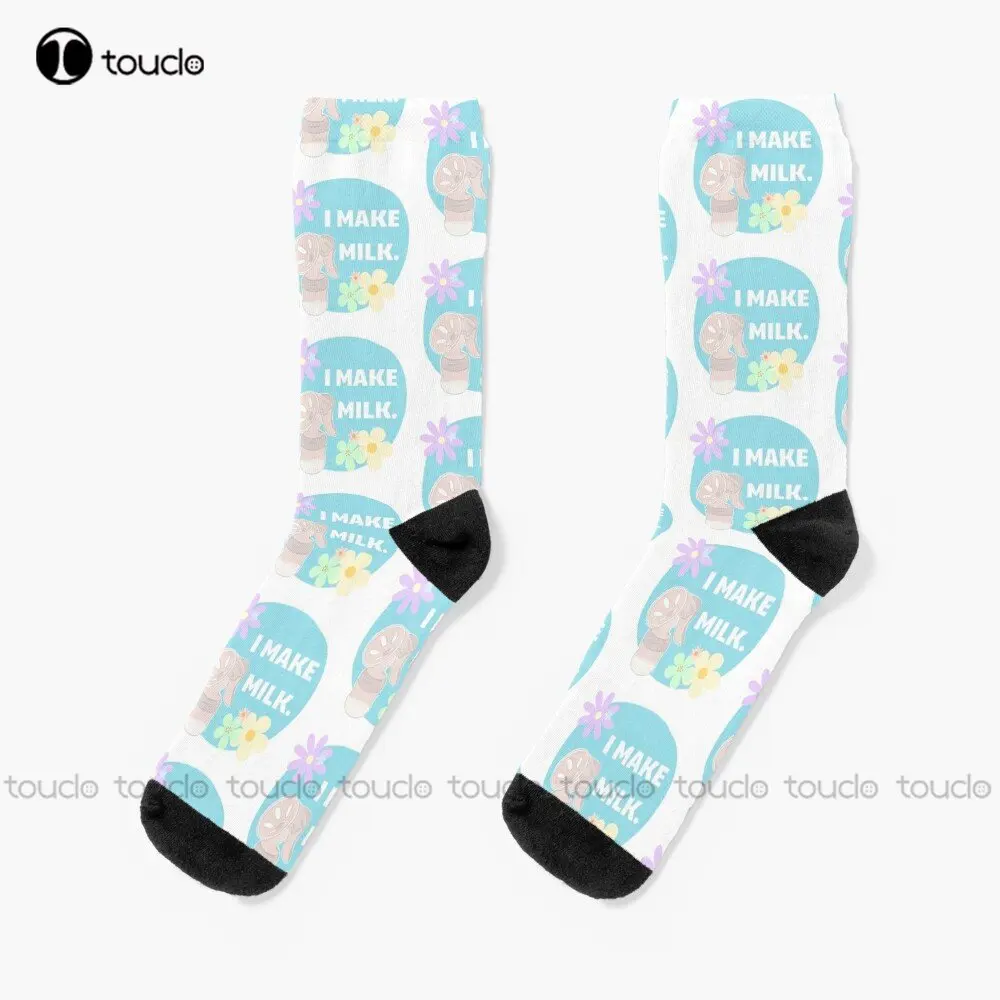 I Make Milk Socks White Soccer Socks Personalized Custom Unisex Adult Teen Youth Socks Street Skateboard Socks Custom Gift Funny