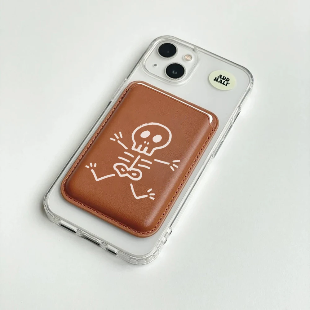 Leder-Kartenhalter Künstlerischer Totenkopf-Geldbörsen-Cover Telefonkartenhalter für Magnetische Hülle Geeignet für alle iPhones für Magsafe Karten-Handytasche – Detail 2