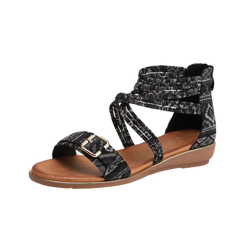 

Fashion Women Roman Sandals Summer Wedge Heel Cross Strap Casual Comfortable Shoes