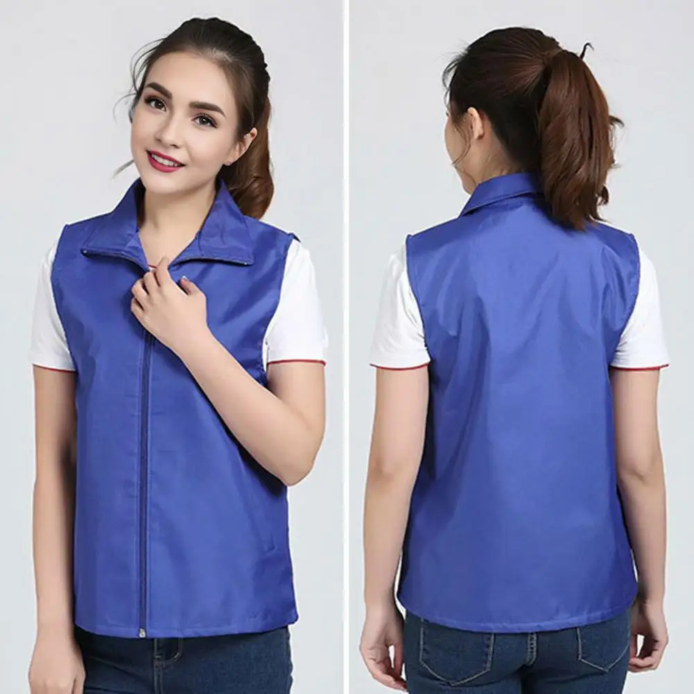 

High-density Oxford Cloth Vest Work Waistcoat Safety Vest with Zipper Closure Wear-resistant Multi-functional Vest Pockets