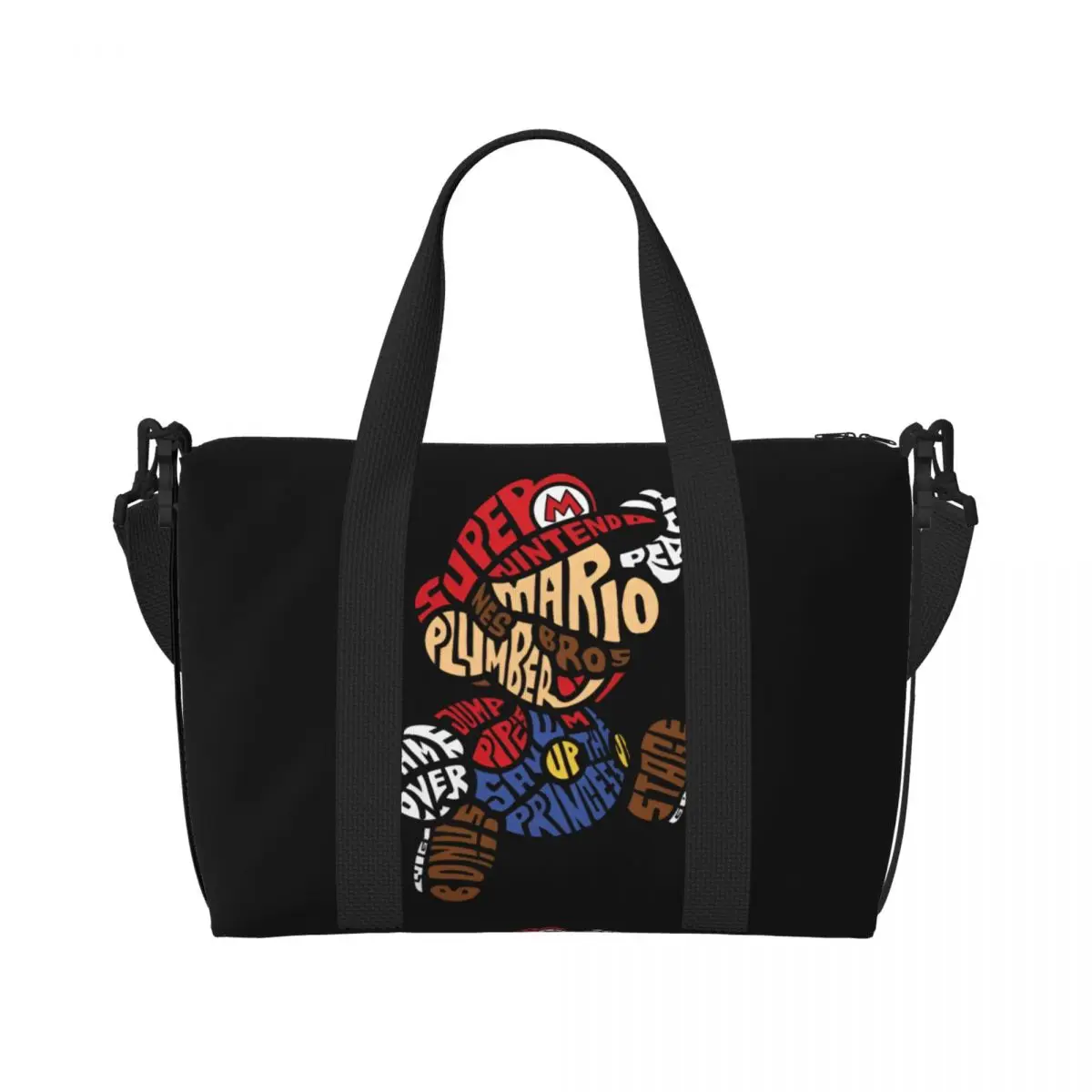 

Большая сумка-тоут M-Marios на заказ для женщин, с ярким принтом в стиле кавайных мультяшных персонажей, для покупок, на плечо, для пляжа, спортзала, путешествий