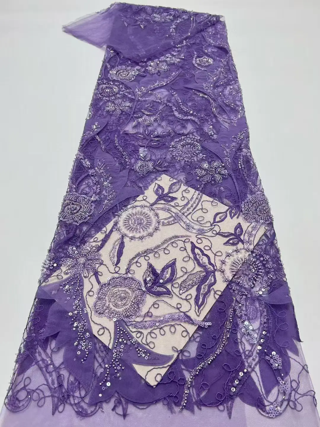 

African Lace Fabric latest nigerian lace Beaded Embroidery Groom Bridal High Quality French Tulle Lace Fabric For Wedding Party