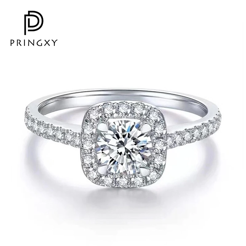 

PRINGXY 3ct 8*8mm Square High Carbon Diamond Luxury Ring 925 Sterling Silver Romantic Engagement For Women Wedding Fine Jewelry