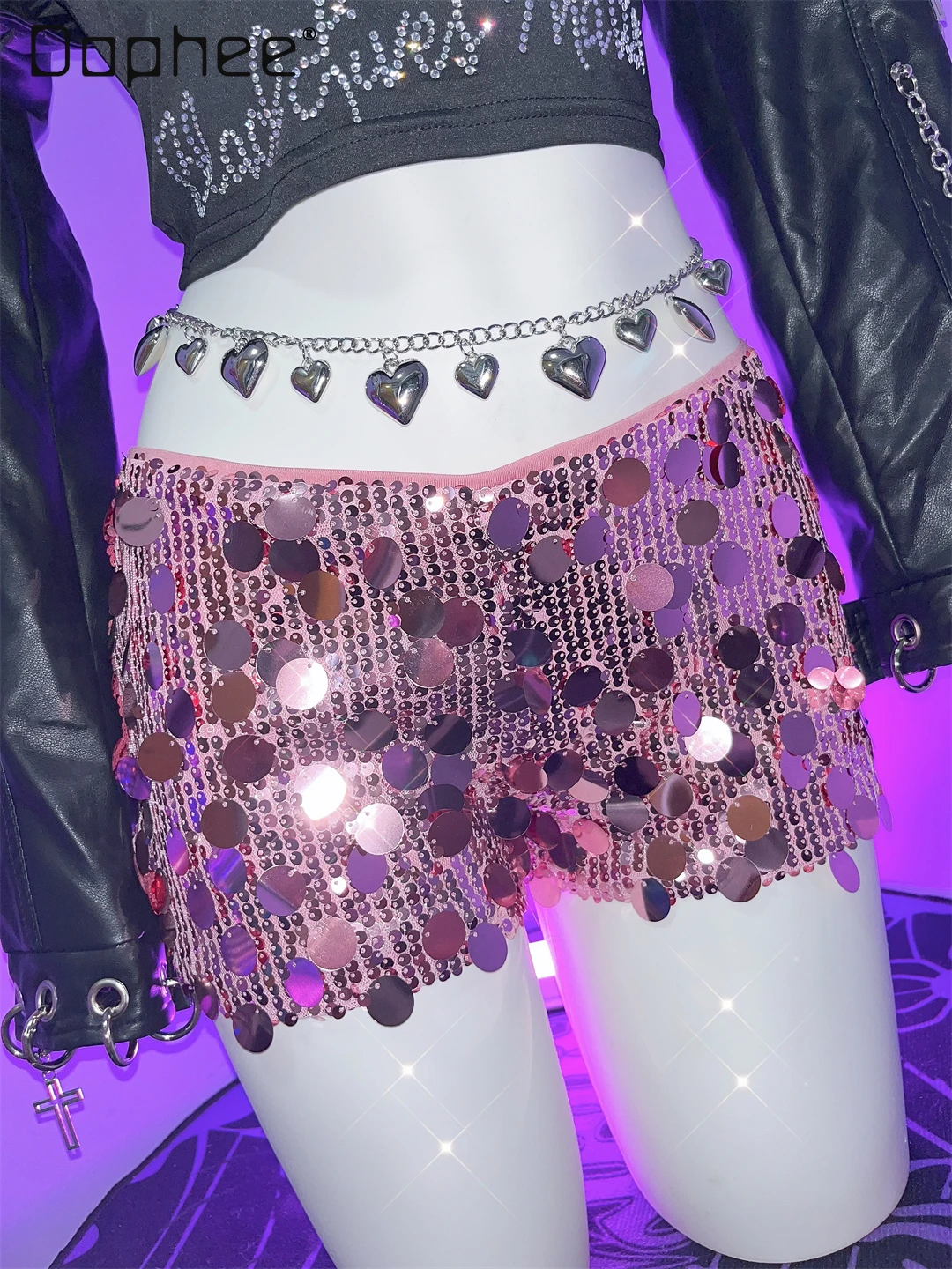 

Y2K Горячая девушка в стиле панк, трендовые субкультуры, шорты с блестками, женские модные трендовые индивидуальные тонкие сексуальные шорты с высокой талией