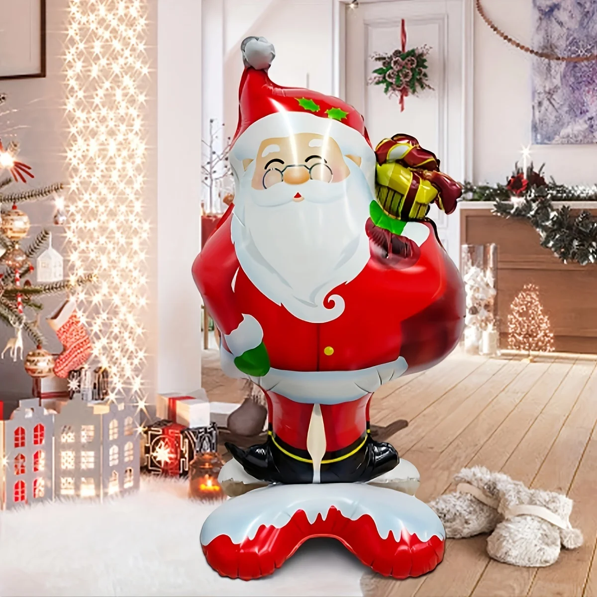 1pc New Extra Large Standing Santa Claus Foil Balloon Christmas Holiday Party Decoration New Year Birthday Supplies Easter Gift