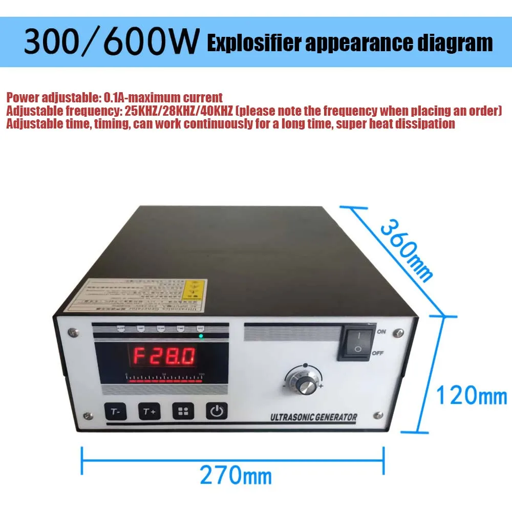 Macchina per la pulizia intelligente industriale con generatore di ultrasuoni ad alta potenza e oscillatore 28 k40khz 300W e controllo della