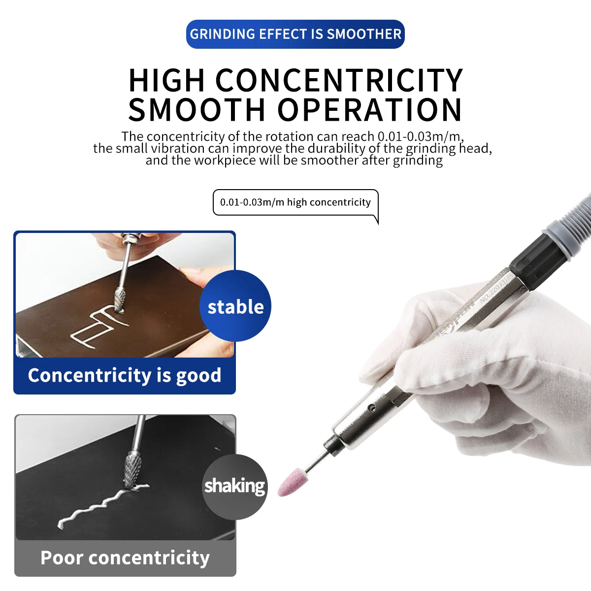 Air Grinder Pneumatic Micro Die Grinder Pen Grinding Machine for Polishing Grinding Encarving 3mm Collect