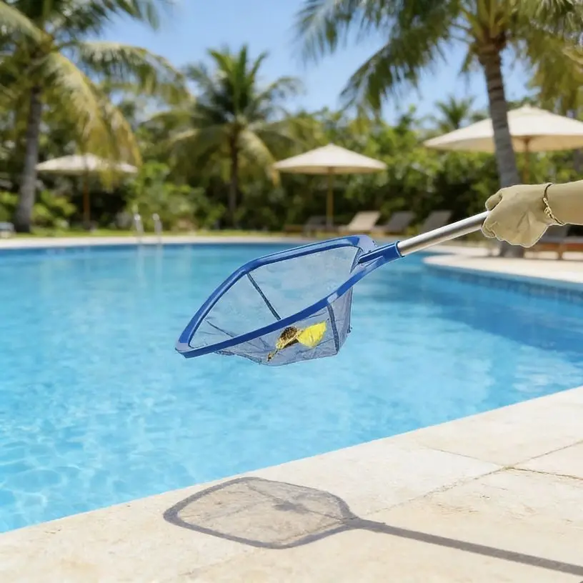

Сетка для скиммера листьев в металлическом столбе, съемная эргономичная ручка, прочная пластиковая и металлическая сетка, удаление мусора в пруду