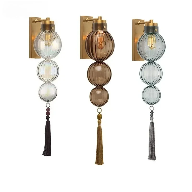 Nordic Danish Cucurbit Wall Lamp Creative Colored Glass Wall Sconces for Bedroom Living Room Dining Room Wall Decoration Light