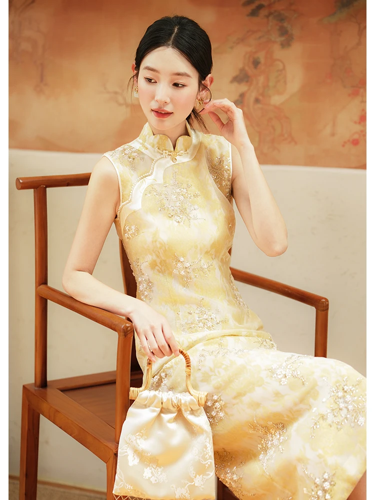 

Новая китайская футболка с вышитыми бусинами ibai, красивая летняя улучшенная женская одежда с объемными цветами