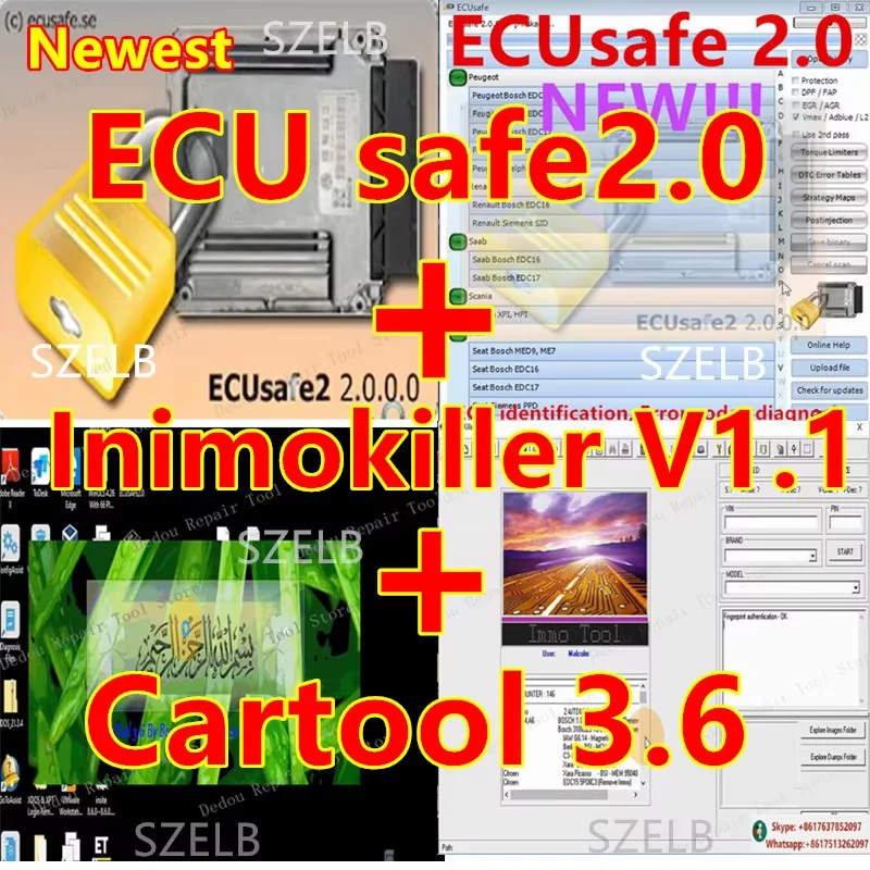 2024 Hot ECUSafe 2.0 ECU ECM 2.0 + immokiller V 1.1 Immo Off Software v1.1 ImmoKiller v1.1 Software+ Cartool 3.6 free help insta