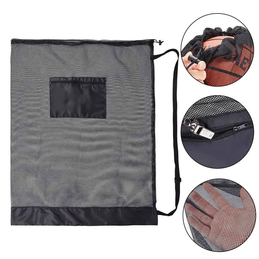 Mesh Soccer Ball Bag Extra Large Football Storage Bag with Zipper Pocket Accessories for Holding Basketball Football