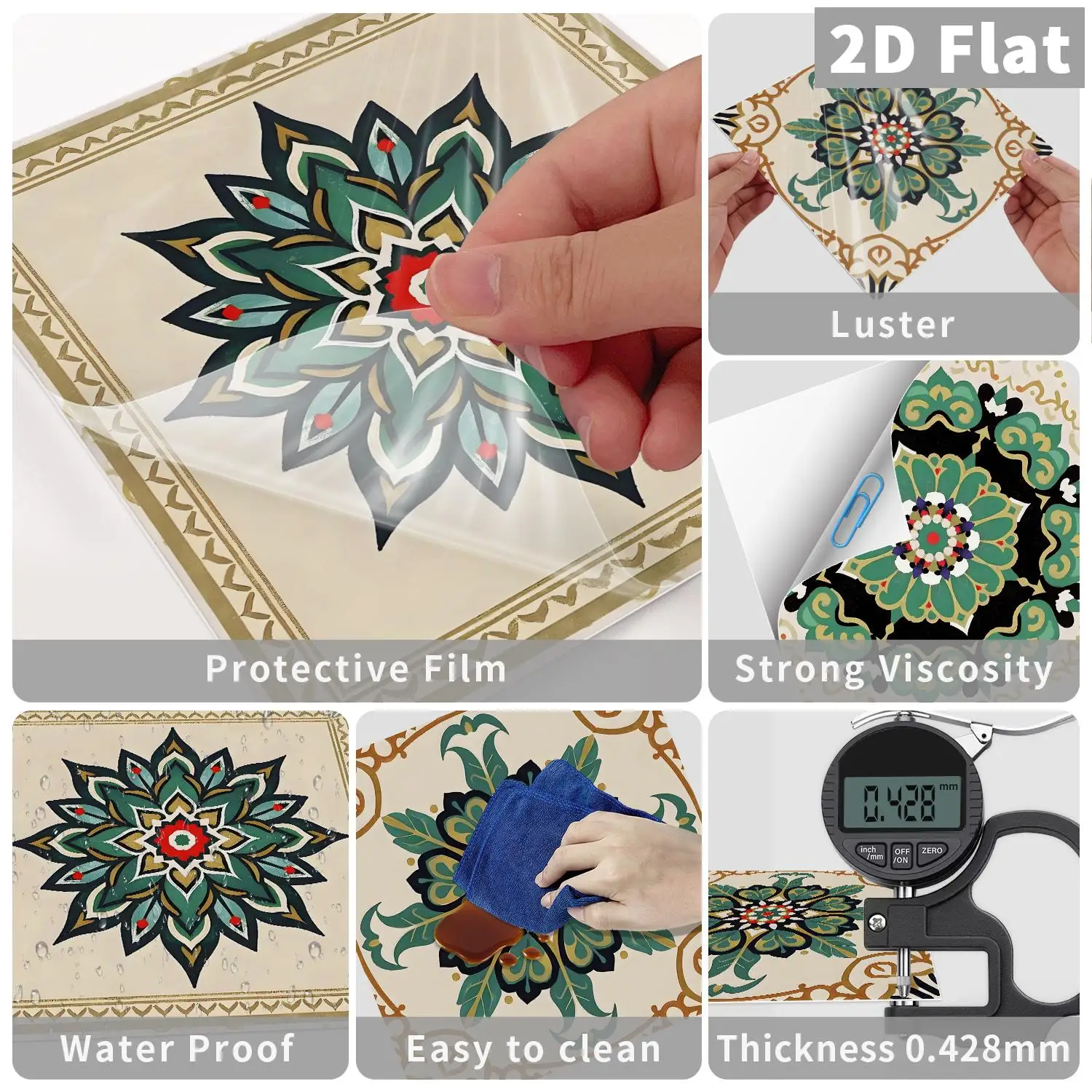 Retro-Mandala-Muster Wandaufkleber, Selbstklebend und Hitzebeständig, für Wohnzimmer, Schlafzimmer und Heimdekoration – Detail 10