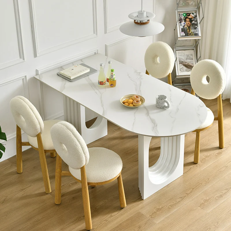 QueService-Ensemble de table à manger avec 4 chaises, table d\'appoint en élasthanne, dossier multifonctionnel pour café