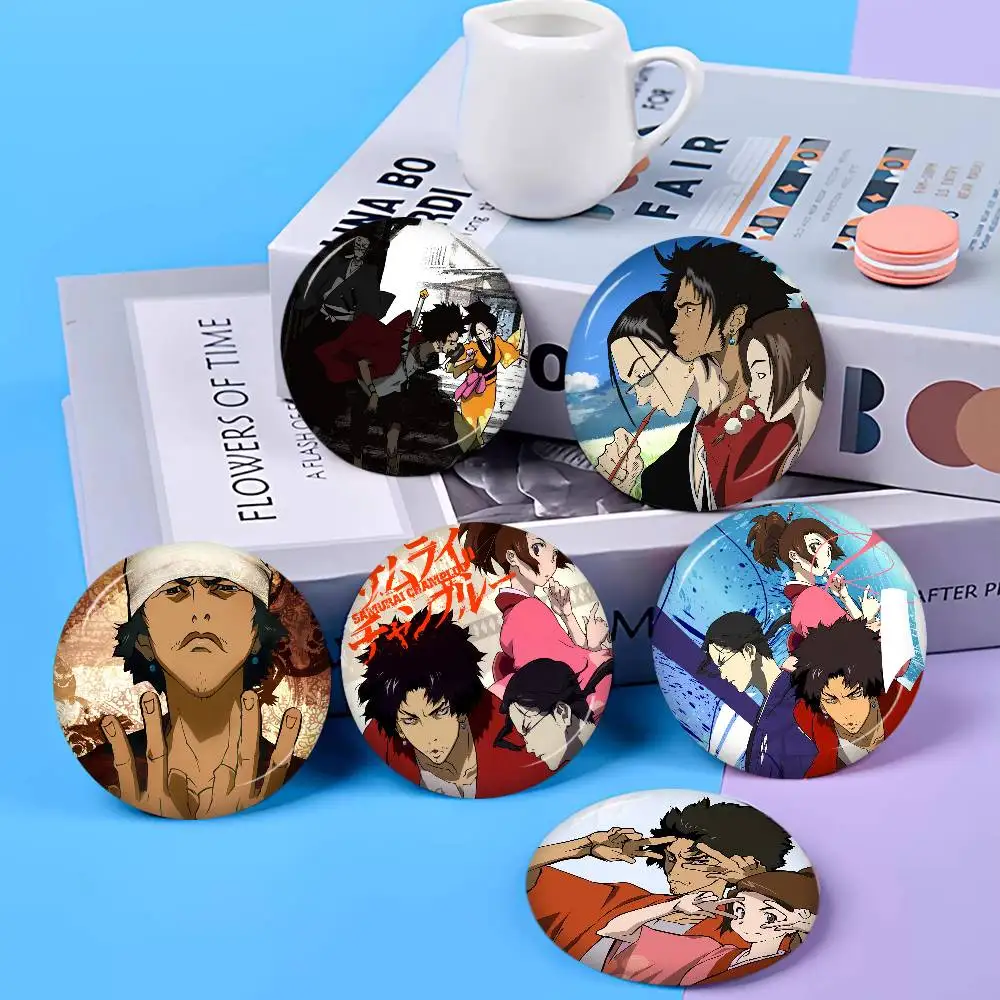 Pin de botón creativo de hojalata con icono de animal de Anime de aventura Samurai Champloo, broche, insignia para solapa y mochila, accesorio