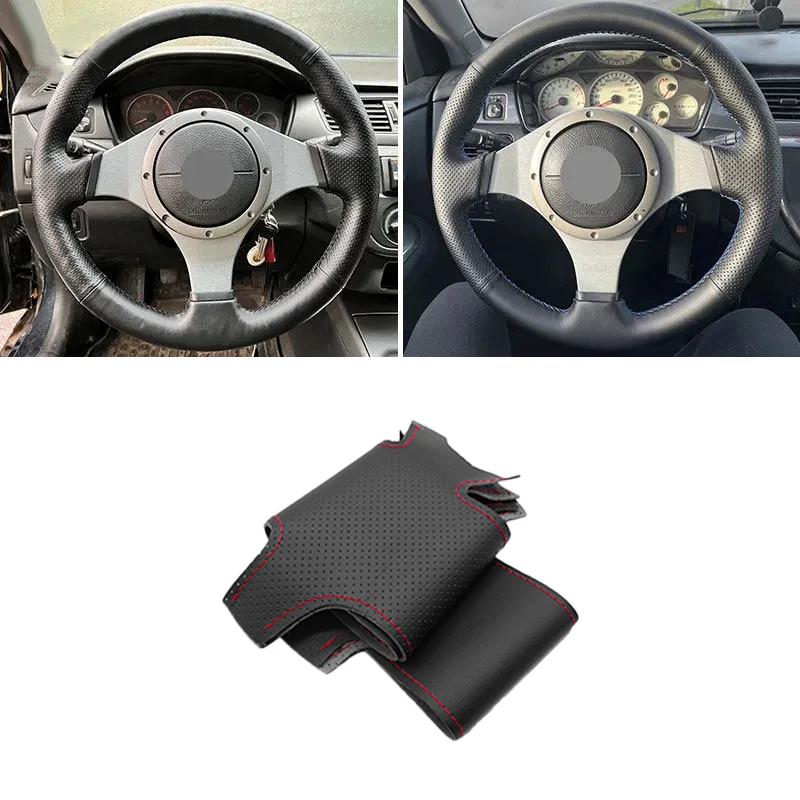 

For Mitsubishi Lancer Evolution 8 VIII 2003 2004 2005 9 IX 2005 2006 2007 Hand Braid Car Steering Wheel Cover Leather Trim