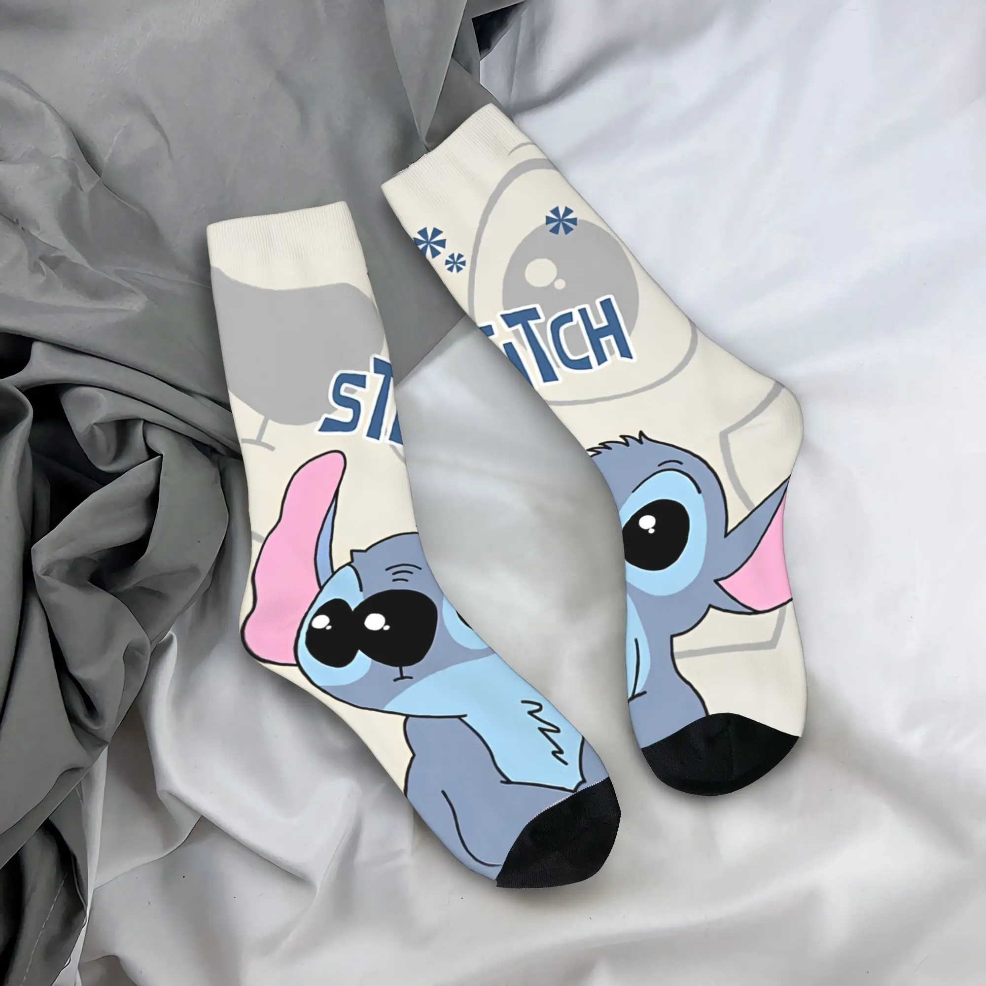 

Stitchs Angel Cartoon Couple Anime Theme Design Socks Stuff for Unisex Cozy Print Socks