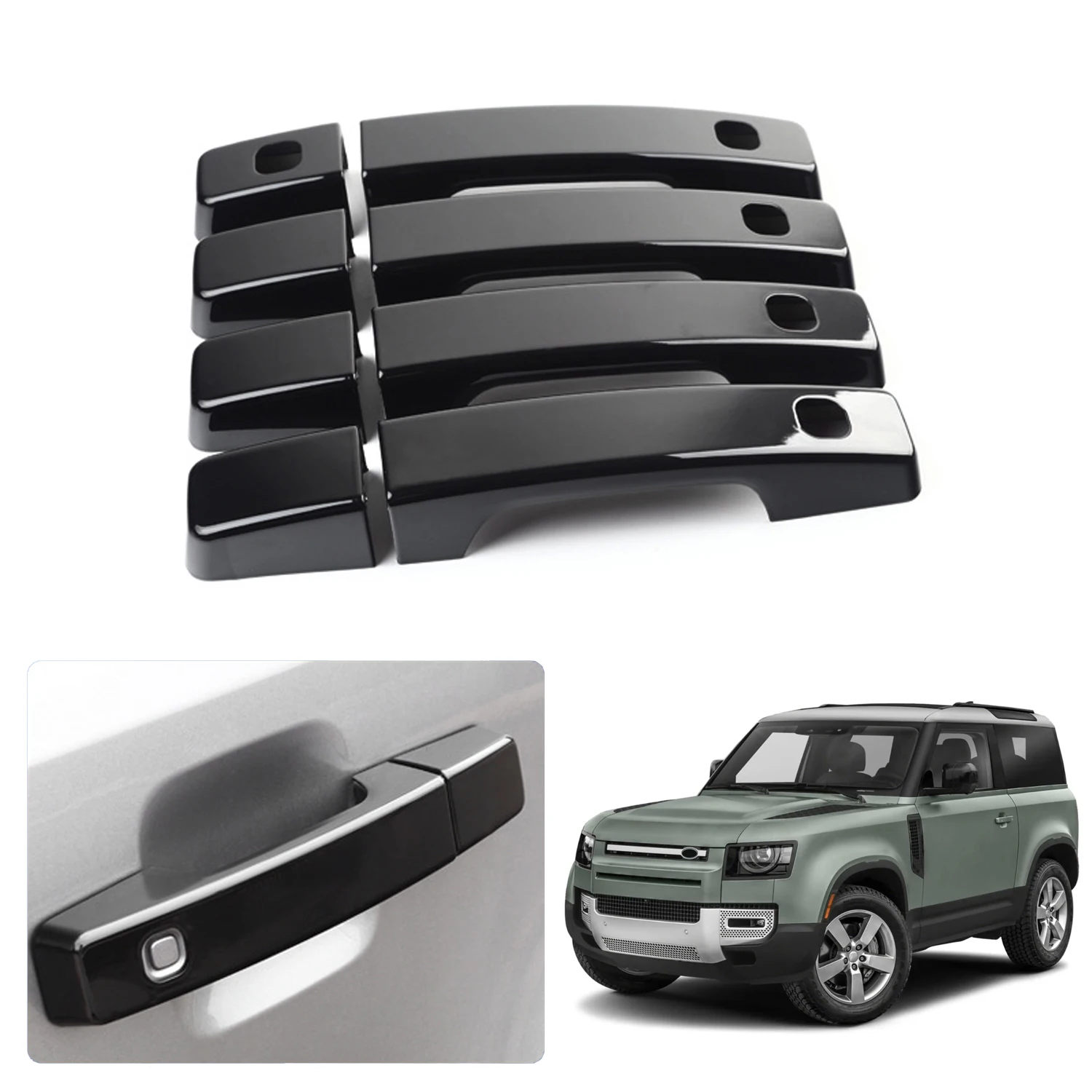 

Car Accessories For Land Rover Defender 2020 2021 2022 2023 ABS Glossy Black Exterior Door Handles Cover Trim