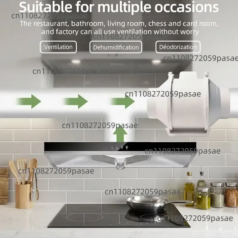 Quiet, Flexible, and Energy-efficient Diagonal-flow Duct Fan, Suitable for Kitchens, with Variable Speed Control