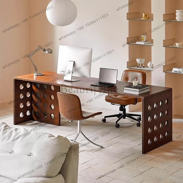 

D06Medium-sized pure solid wood working modern computer desk high-end office long table