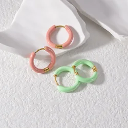 Summer Fresh Candy Colored Round Ear Rings For Women Simple Japanese Style Earrings Fashion Sweet Girl Jewelry Accessories Gifts