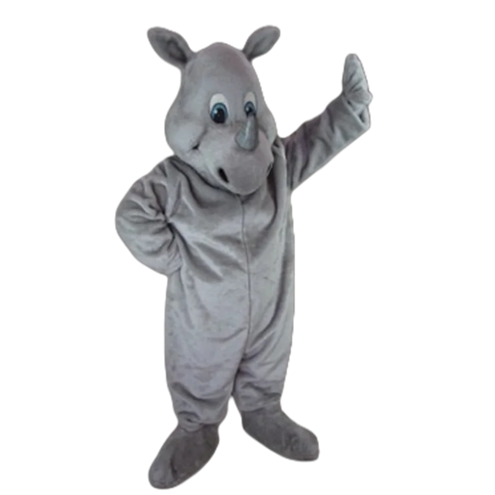 Custom-made Happy Rhino Mascot Costume Adult Size Jungle Animal Theme Carnival Party Mascotte Suit Fit Fancy Dress SW957