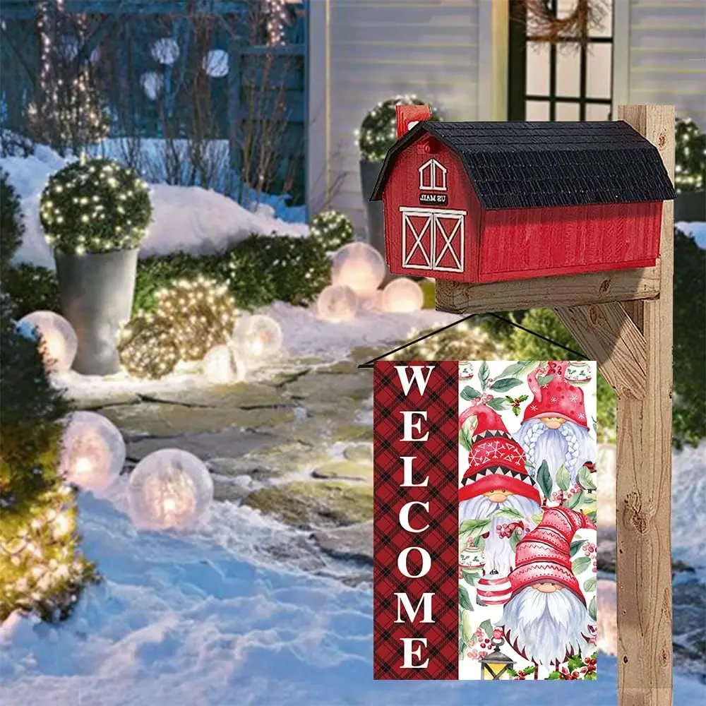 Christmas Welcome Midget Bell Lantern Snowflake Believe Garden Flag 12x18 inch, Home Outdoor Yard Winter Christmas Lawn Garden F