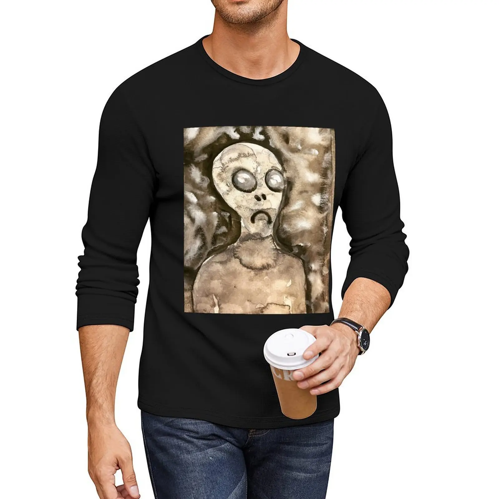 

Grey Alien Long T-Shirt graphics t shirt man clothes shirts graphic tees Blouse mens vintage t shirts