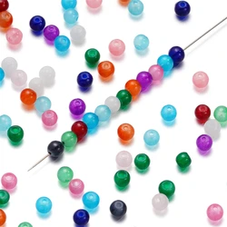 50/100/200pcs 4mm Imitation Jade Round Glass Beads Loose Beads For DIY Bracelets Necklace Anklet Jewelry Making Accessories