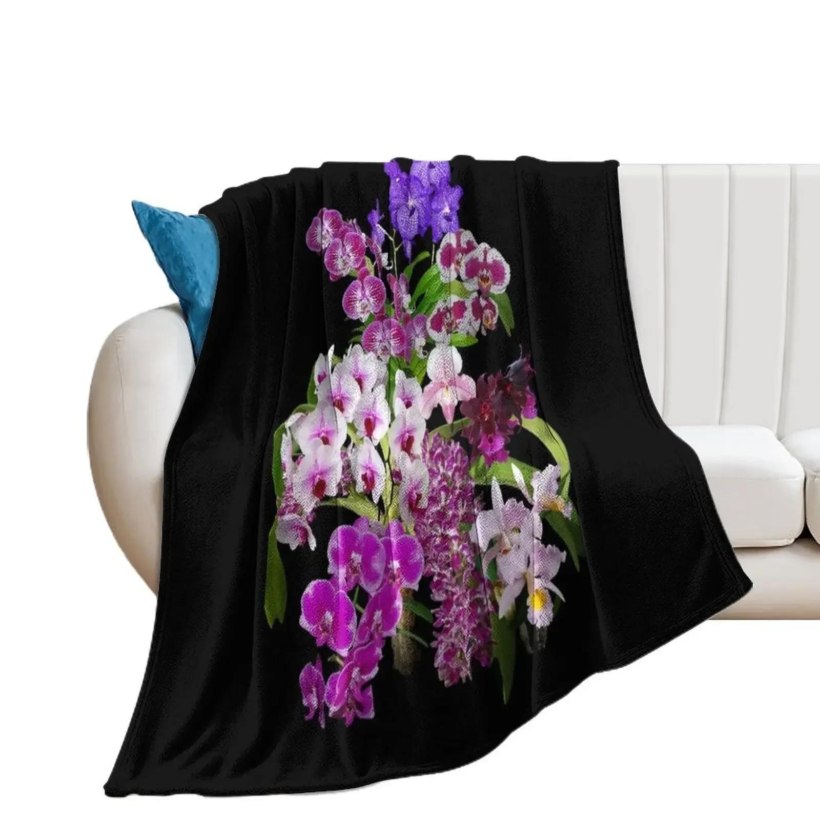 

Orchids - Cool and Restful Colors! Throw Blanket Moving Flannel Fabric Blankets