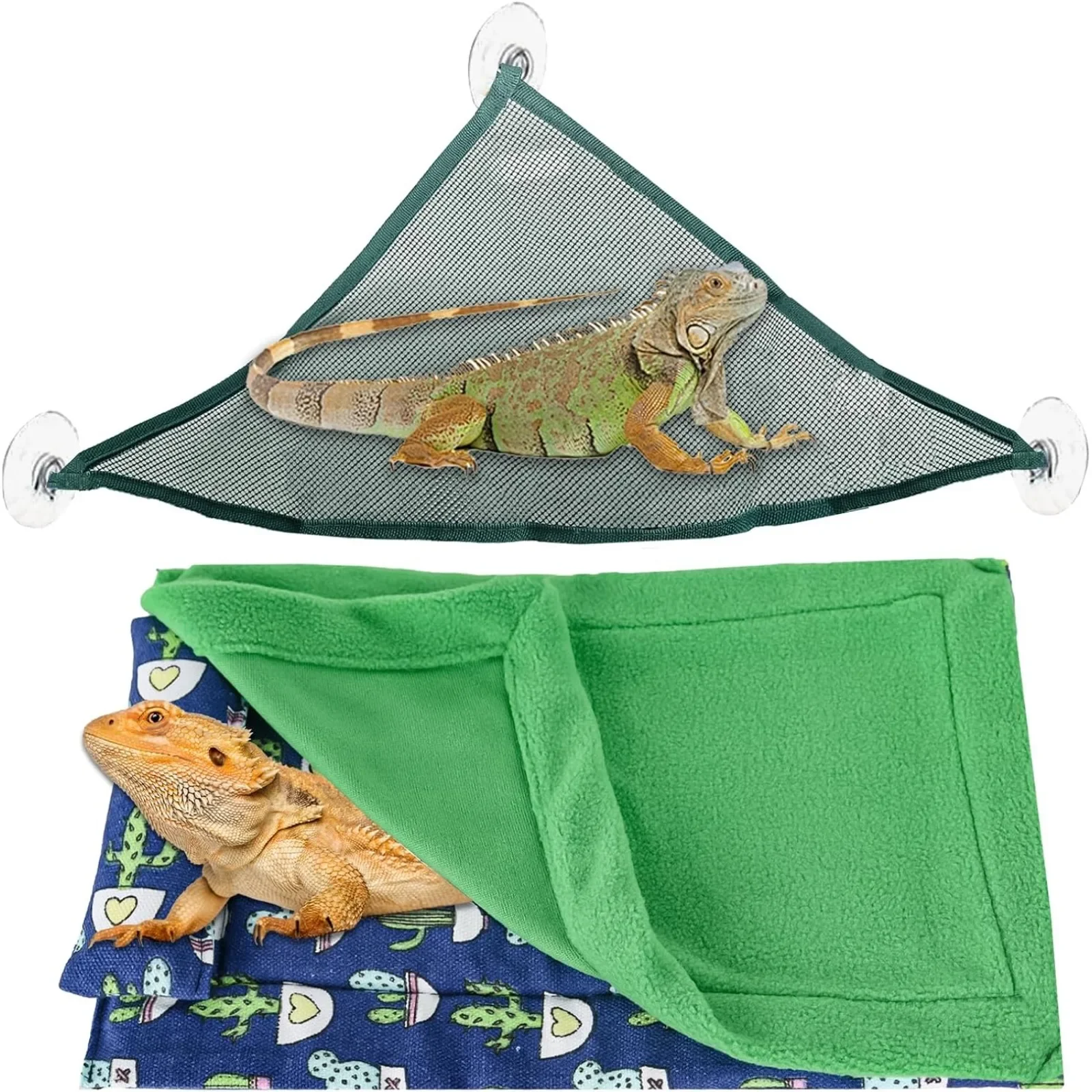 

Bearded Dragon Bed Reptile Lounger Hammock Set - Pet Hideout Habitat Shelter, Soft and Warm Sleeping Bag with Pillow and Blanket