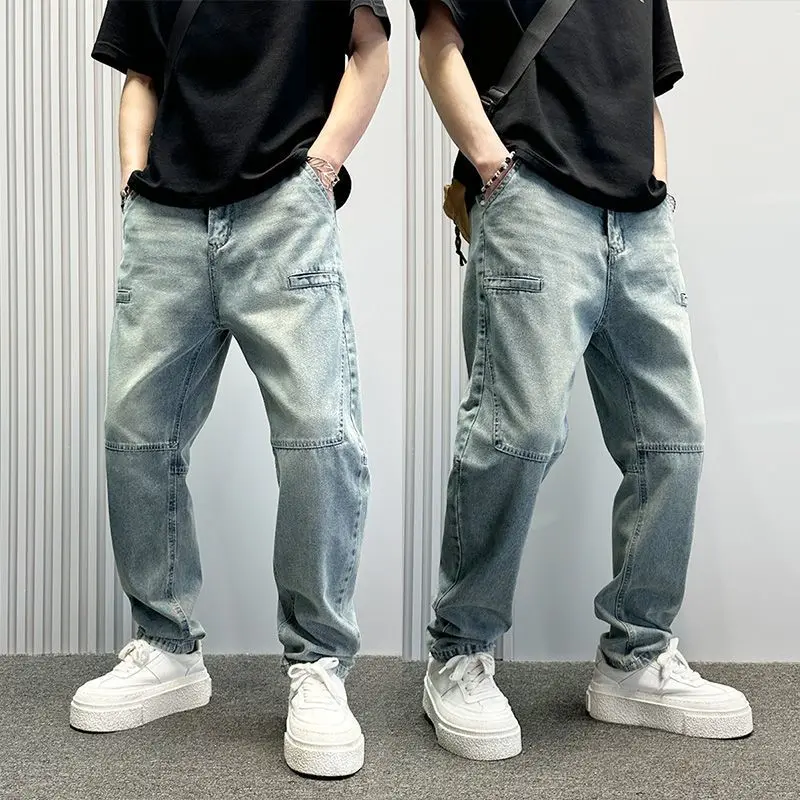 

2026 New 3D Cutting Washed Jeans Jeans Men Italy Luxury Autumn Winter New Trend Loose Straight Baggy Cargo Men's Jeans Man Pants