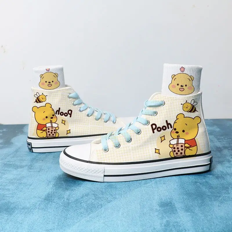 Toy Story Lotso Kawaii Shoes Winnie the Pooh Sneakers High Top Canvas Girl Shoes Students Gift Cute Cosplay Costume Prop