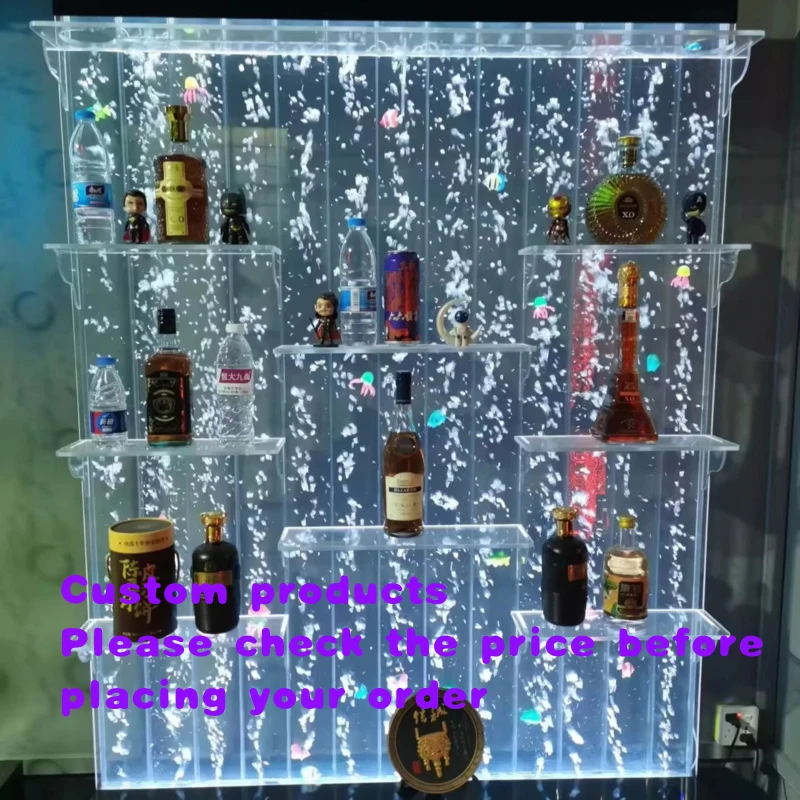 custom.Personalized Whiskey Wine Shelf Fountain Indoor Home Decor LED Lights Outdoor