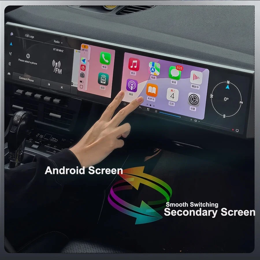 12,3 Zoll Für Porsche Cayman 911 987 Boxster 997 991 2012-2023 Carplay Dual-Screen Autoradio Multimedia Android 14 Navi GPS Auto