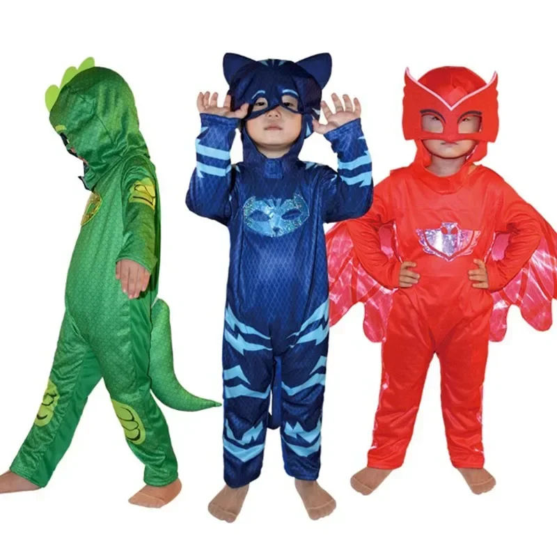 Unisex Meisje Super Owl Held Tuta Fancy Dress Cosplay Kat Jongens Gekko Animail Kostuum Di Halloween