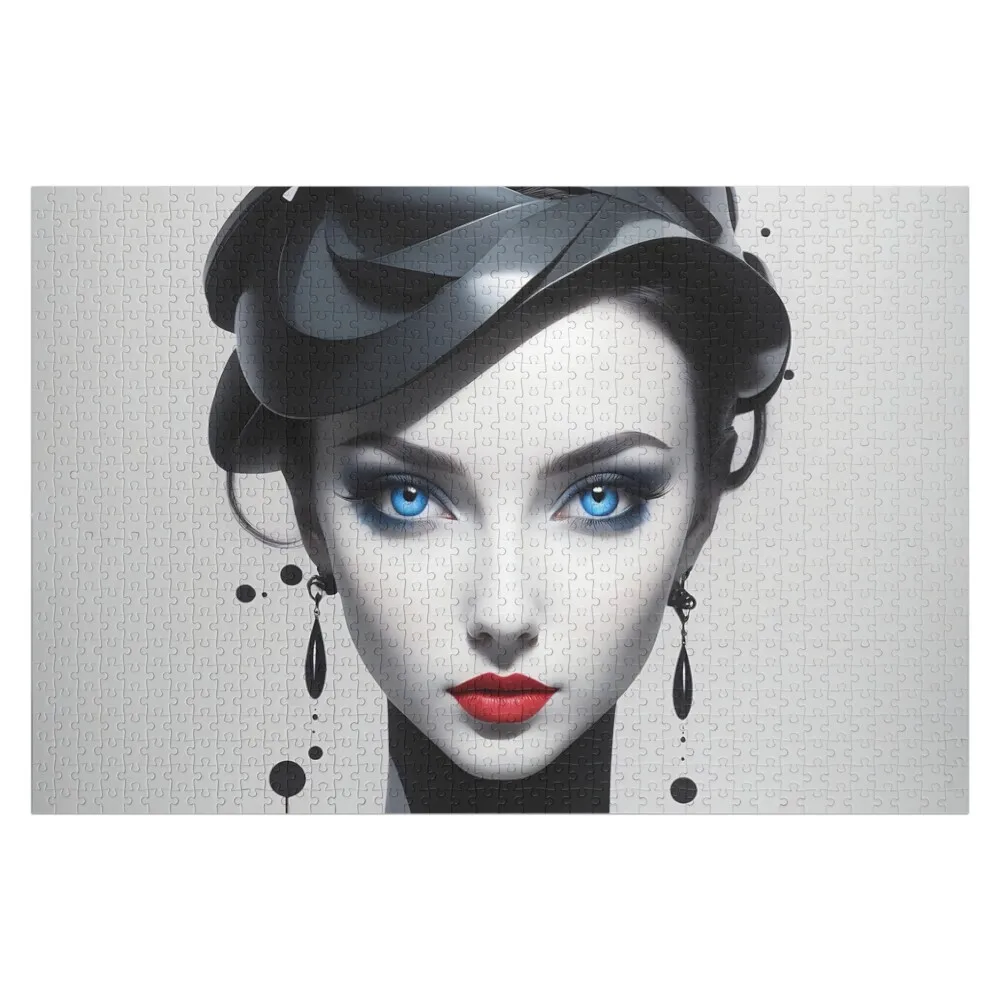 Haute Couture Elegance: Iconic Style in Stark Contrast Jigsaw Puzzle Personalized Name Photo Custom Custom Wood Puzzle