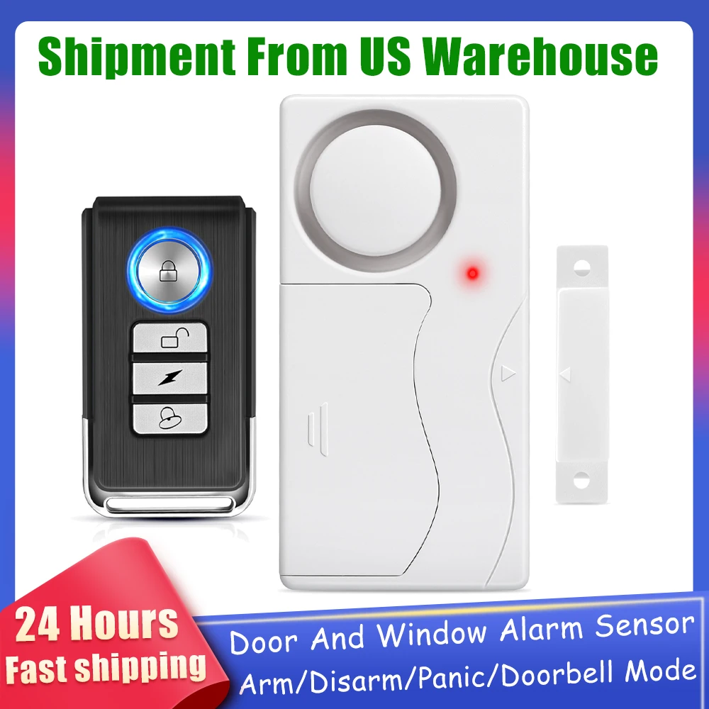 Elecpow Door Window Burglar Alarm Sensor Wireless Remote Control Anti-Theft Alarm System Kit Home Security Door Open Detectors