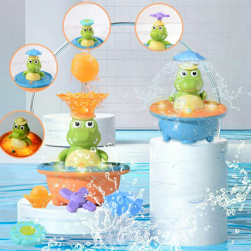 Badespielzeug für Kleinkinder – leuchtender Krokodilbrunnen mit 4 Sprühmodi, ABS-Kunststoff-Badespielzeug für Badezimmer und Schwimmbad