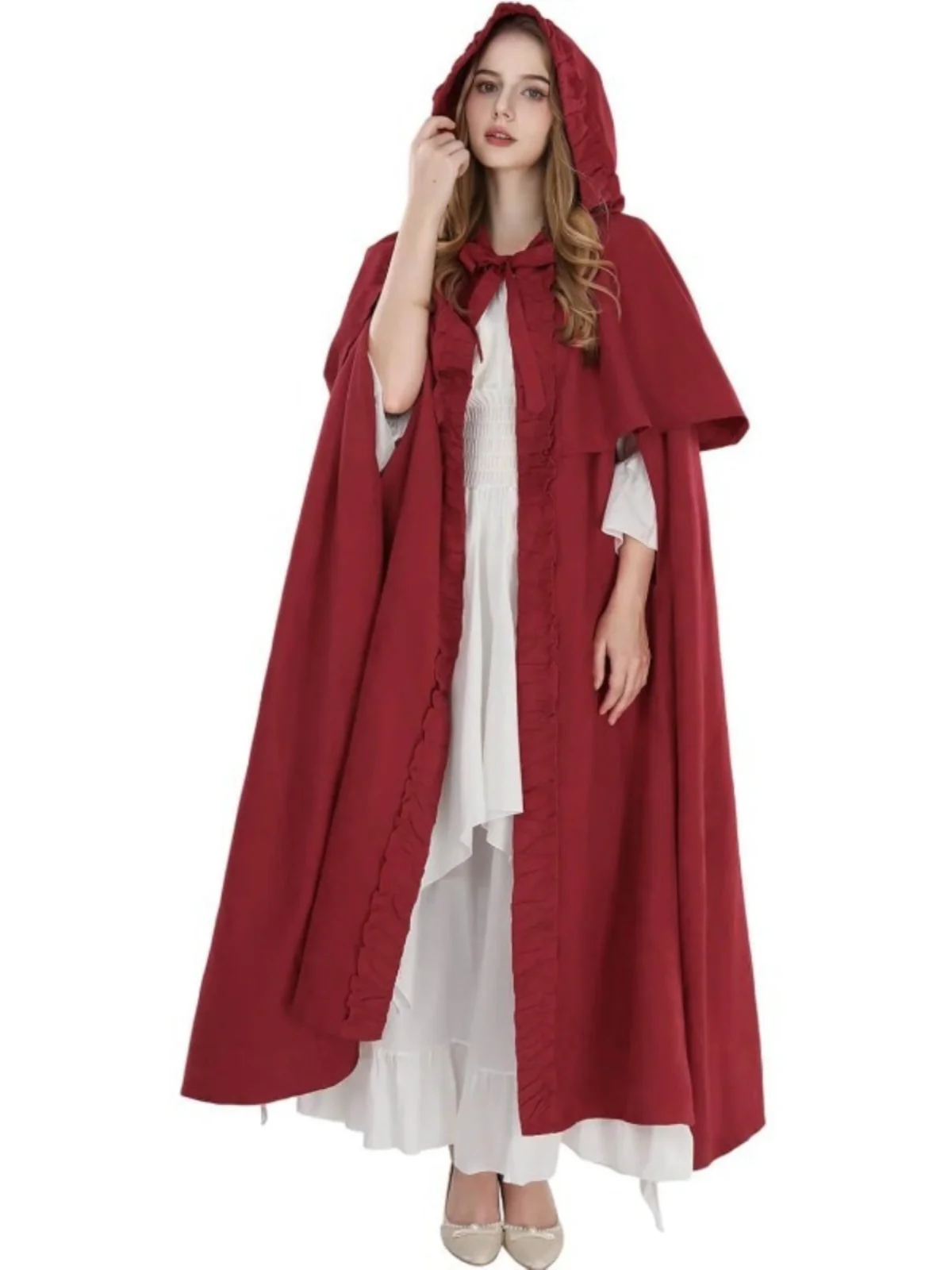 

Женский плащ с капюшоном периода эпохи Возрождения, средневековый Sle, ролевой халат ведьмы на Хэллоуин, модный театральный костюм