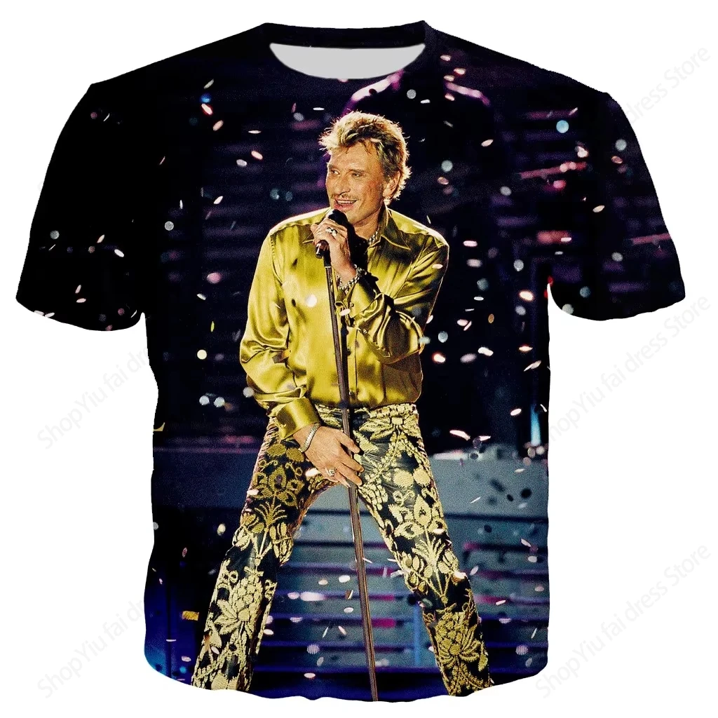 New Most Popular Pop Singer Johnny Hallyday 3d Print T shirt Men Women Fashion T-shirt Hip Hop Tops Tees Rock Band Tshirt Summer