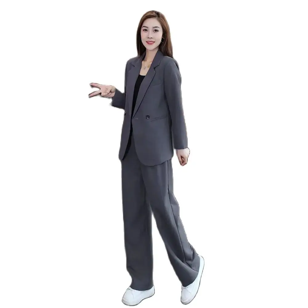 

High-grade Formal Suit Women's 2024 Spring And Autumn New Fashion Western Style Age-reducing Suit Wide-leg Pants Two-Piece Suit