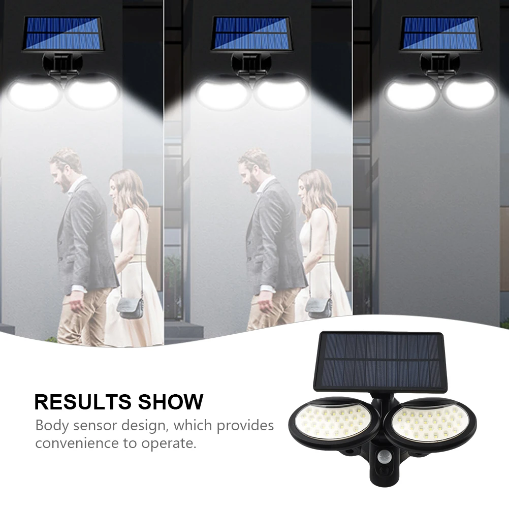 

1Pcs Solar Wall Lamp Dual-Headed Body Sensor Outdoor Waterproof Light Adjustable Mode Garage Garden Street Lighting